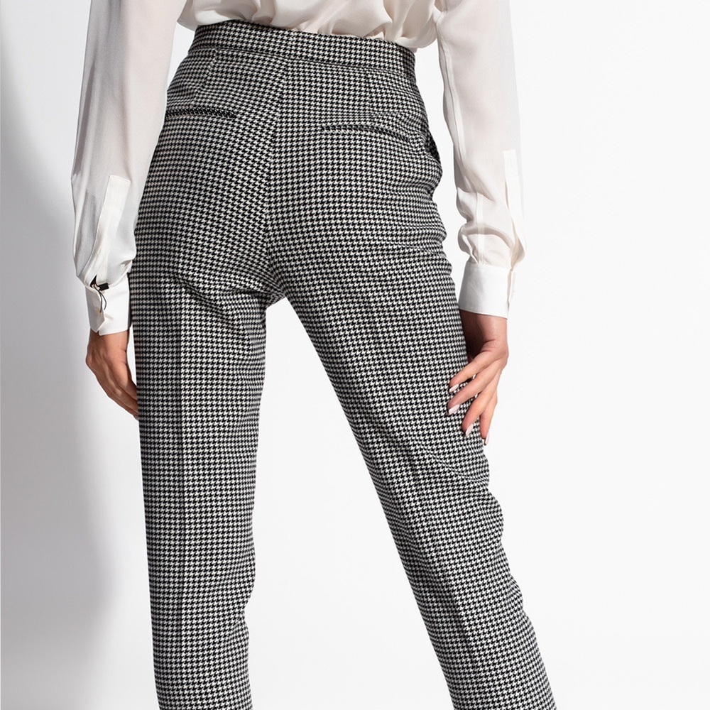 Saint Laurent black & white houndstooth slim fit wool pants - size 4 (36) - Picture 4 of 10